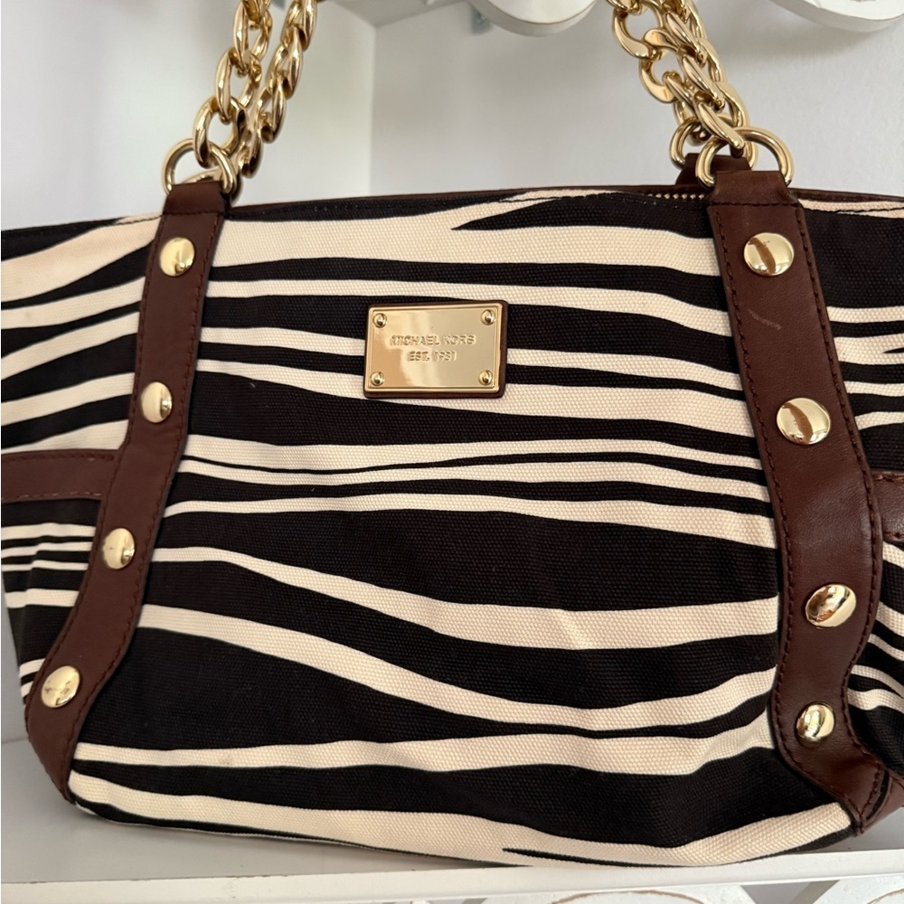 Michael Kors, zebra black cream and brown purse - Picture 3 of 7